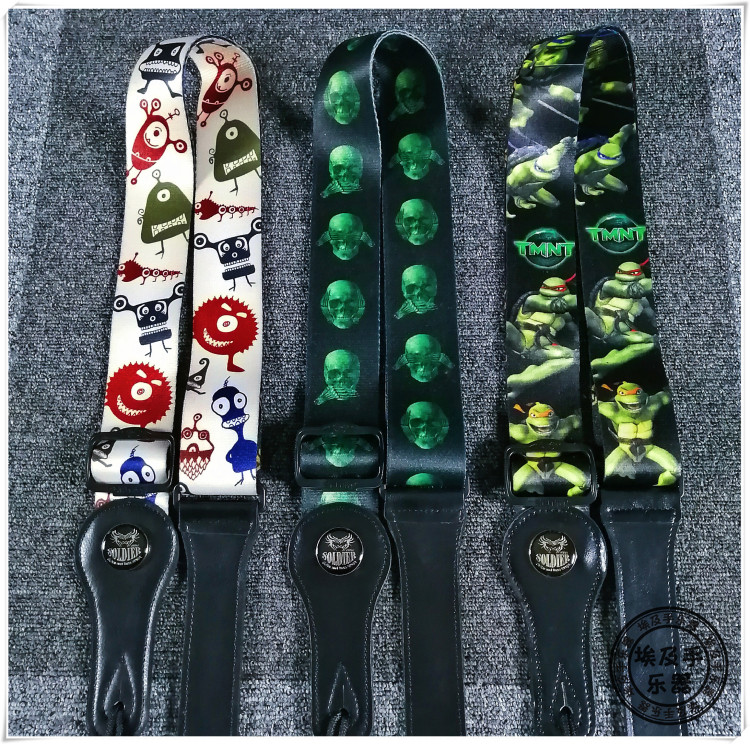 Soldier soldier Folk Type Guitar Bass Strap with thick painted patterns and cotton strap head