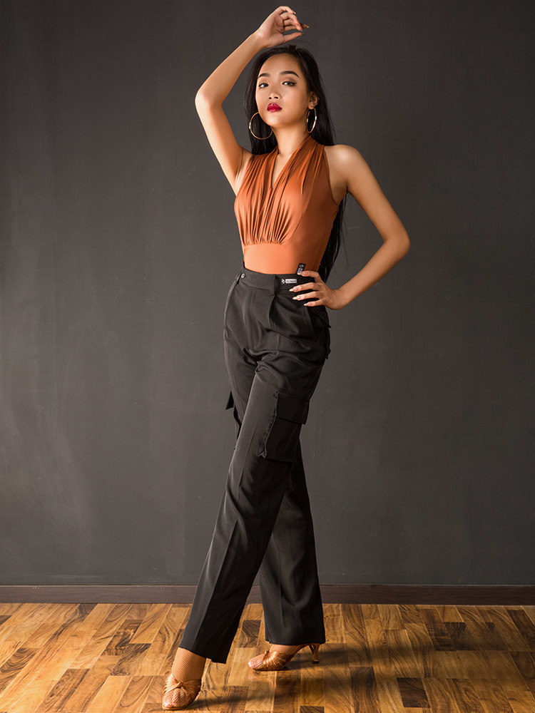 HCdance Latin clothing female adult new body suit V-collar dance uniform with a body blouse practice suit