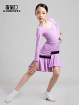Song Liberia Latin Dance Suit Girl Fall Irregular Pendulum Tandem Dress Child Latin Practice Costume 3330
