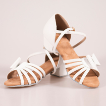 Gloria childrens dance shoes Latin Chacha flat with bow microfiber leather competition training dance shoes B902