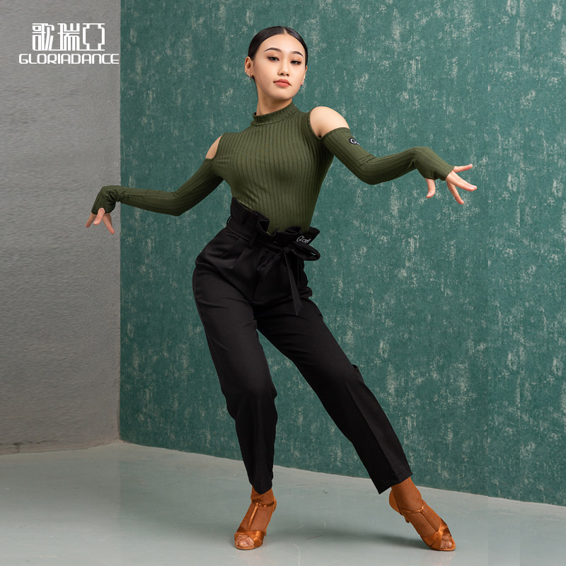 Song Liberia Latin dance suit female adult dance set training exercise utilituria spring and summer new body long sleeve blouse CR111