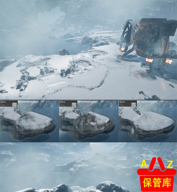 Ue4 Unreal Engine 4 Antarctic Wind and Snow Canyon Rock Ice Lake Research Scene Ice Snow Rock Worlds