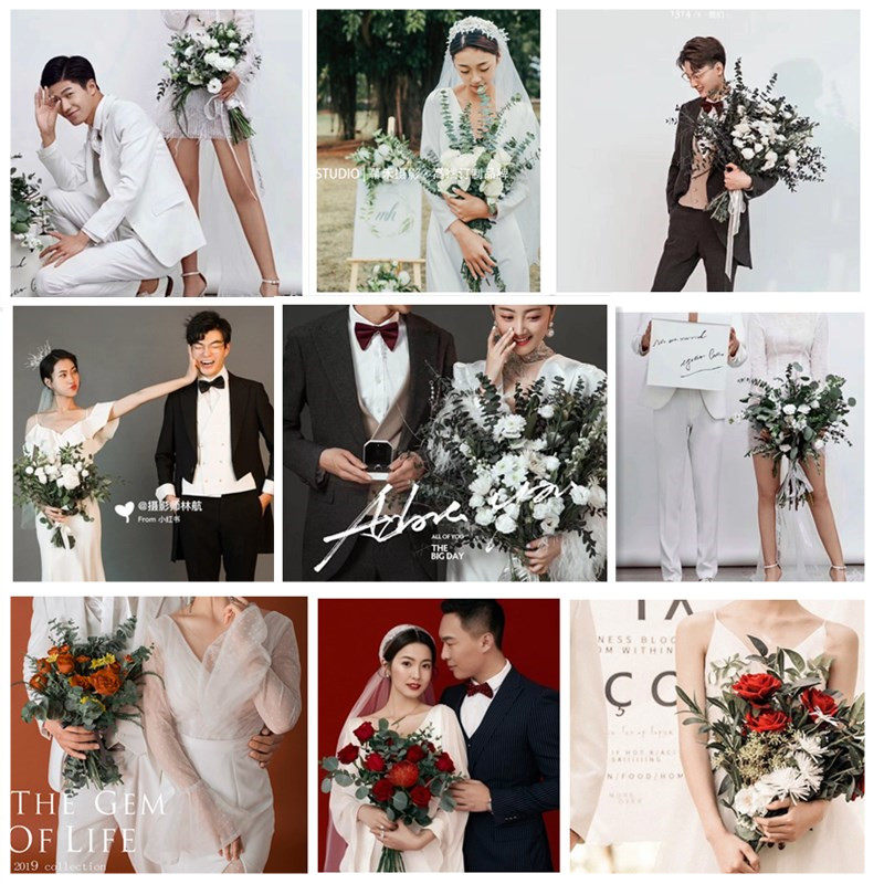 2022 new wedding photo props holding flowers travel photography location bride Mori long pole big bunch holding flowers