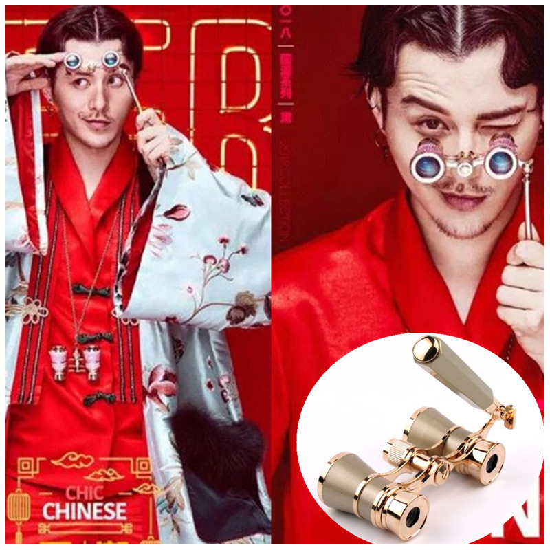 New National Tide Photography Props Telescope Twin-Cylinder Creative Wedding Yarn Photo Retro with handle pocket props