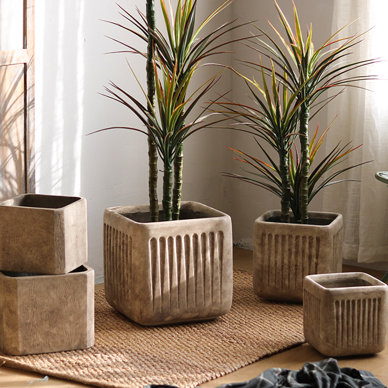 Nordic modern home living room floor-to-ceiling large flowerpot office shopping mall balcony courtyard plants with flower utensils retro