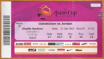 Qatar Football Tickets 2011 Asian Cup 26th Uzbek-Jordan Original Tickets Collection