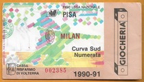 Italian soccer game 1990-1991 Serie A pizza-AC 0: 1 sports tickets collection