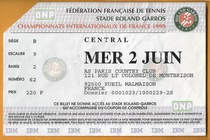 1999 French Open 1 4 finals sports ticket collection Commemorative