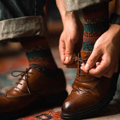Nordic-style American retro men's and women's mid-calf socks, light luxury American thick thread kaki couple thickened warm and versatile socks
