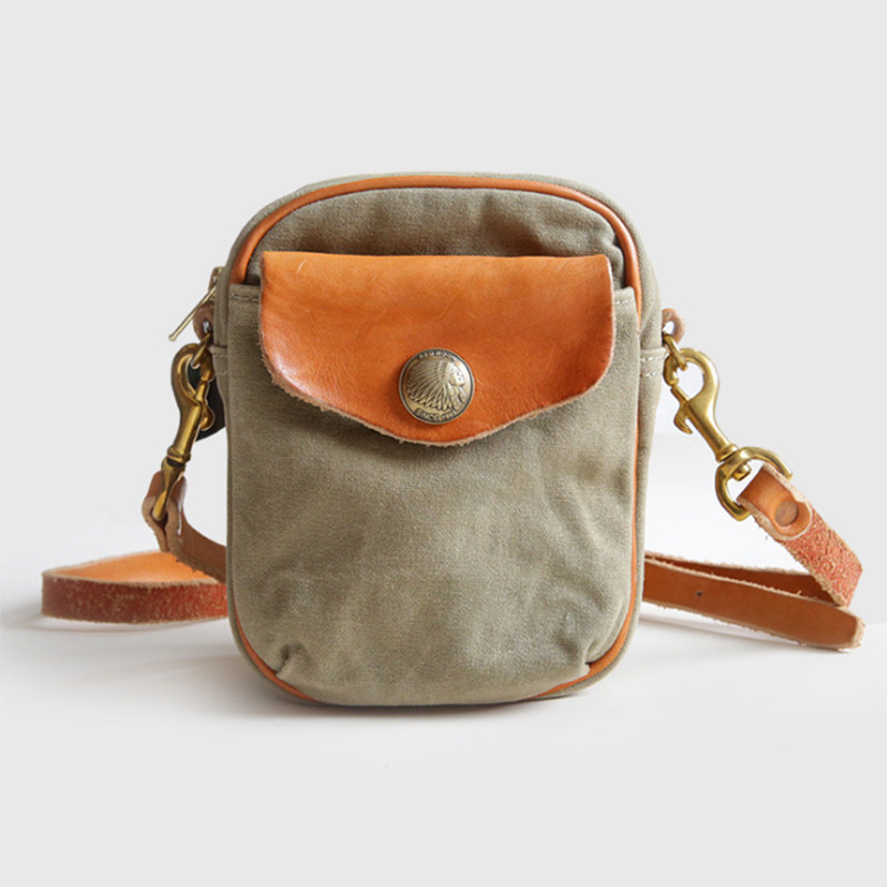 Vintage Washed Canvas Bag Casual First Layer Leather Men's Bags Leather Shoulder Bags Messenger Bags Men's Small Bags