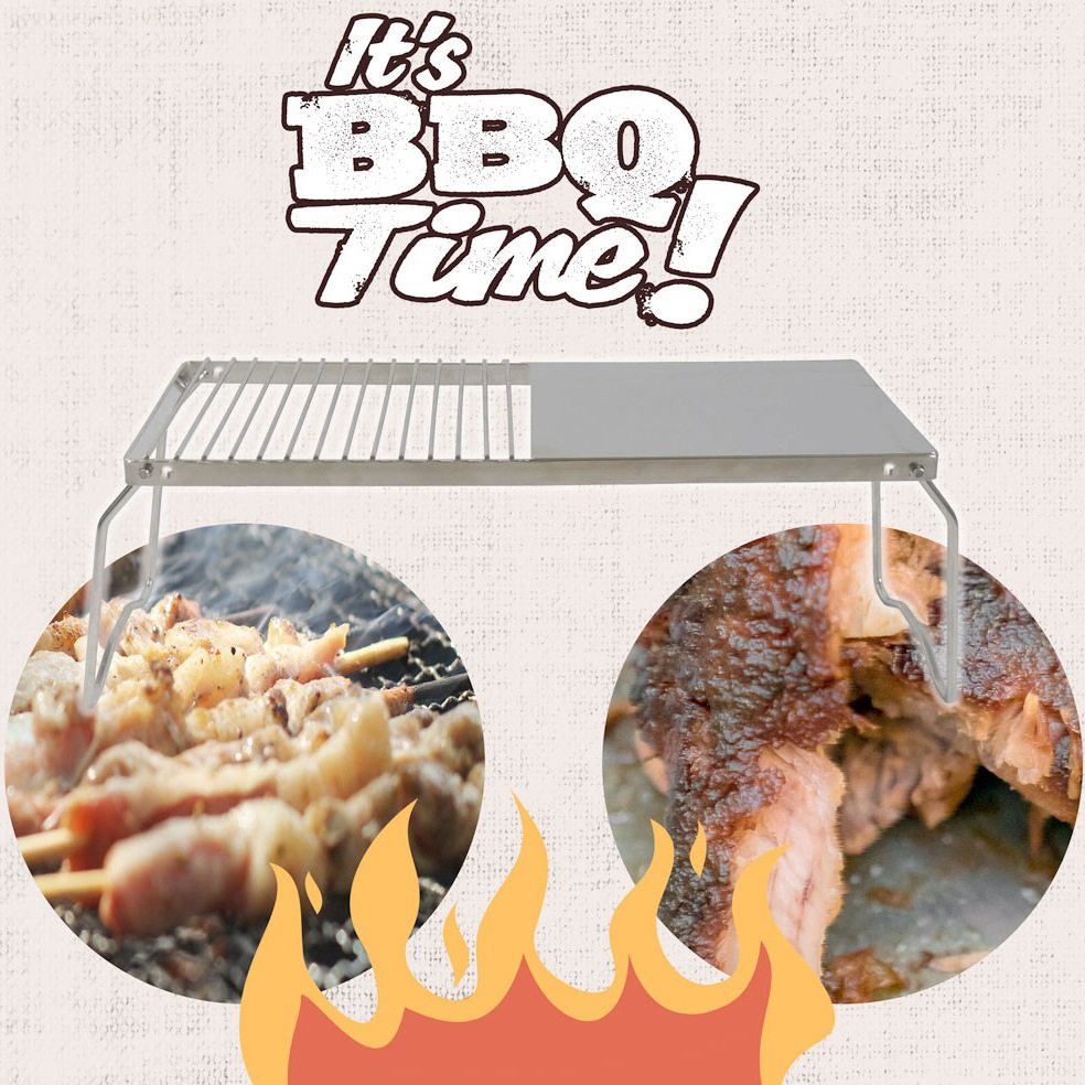 Outdoor Stainless Steel Barbecue Rack Camping Easy folding charcoal barbecue grill field Multi-functional adjustable barbecue table-Taobao