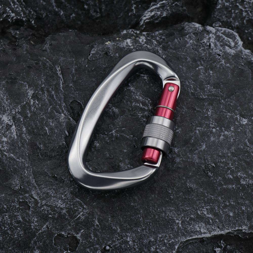 Outdoor products rock climbing equipment black fast hanging main lock buckle carabiner load-bearing small safety hook D Buckle rope buckle