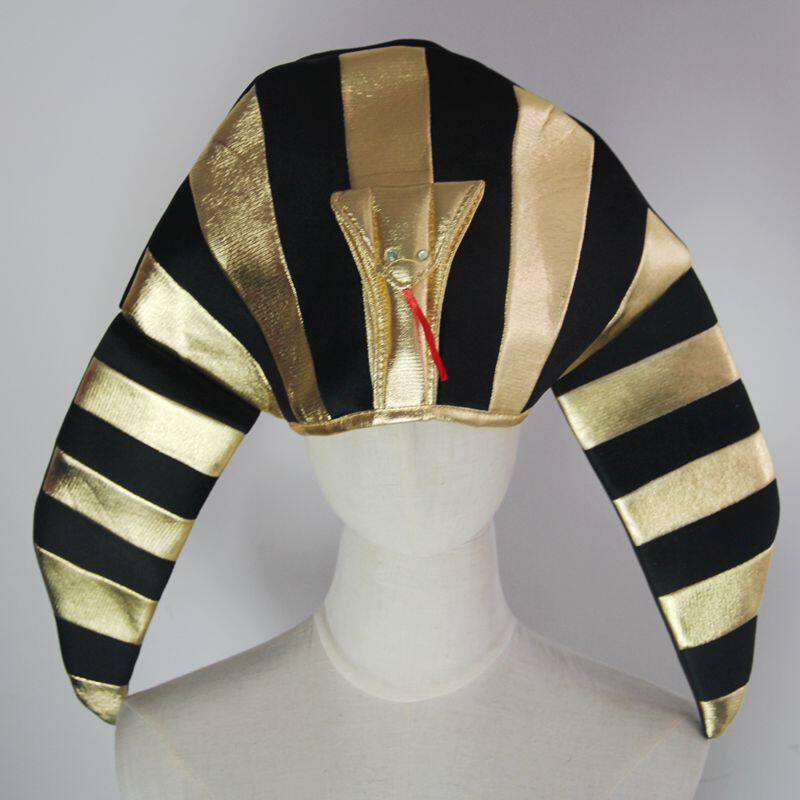 [USD 9.23] Show Hat Gold Pharaoh King Hat Cobra Head Hat Egyptian