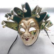 Christmas Rave Costume Prom Imitation Antique Clown Bell Fake Face 7 Corner Italy Venice Mask Full Face Man