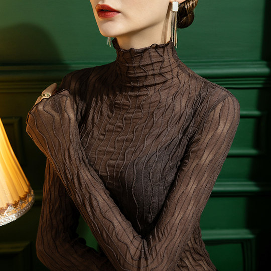 Turtleneck lace bottoming shirt