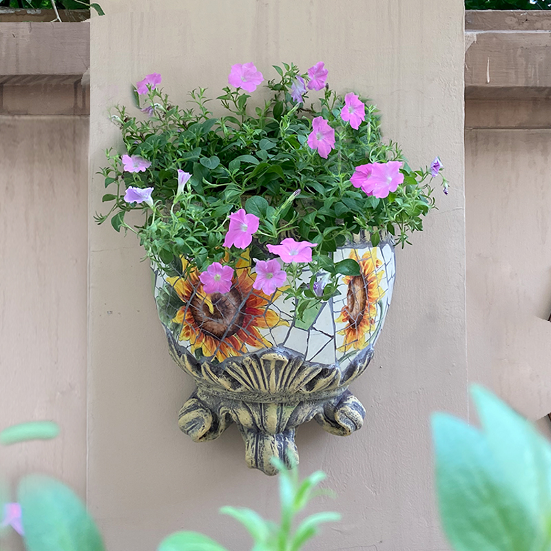 Featured Courtyard Wall Wall-mounted Flower Pot Changchun Flowers Flowers Balls Chamomile 5 Stars Flower Wall Hung Ceramic Mosaic Wall Decoration