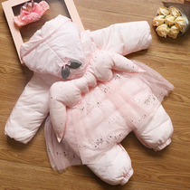  Newborn baby gift box spree Winter full moon princess clothes set Newborn girl autumn and winter thick cotton coat