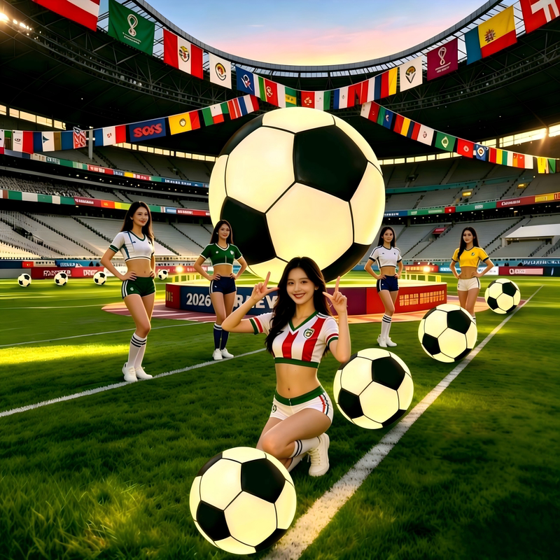 2026 Football Lights for the World Cup in the Usa, Canada, and Mexico, Colorful Glowing Lawn Lights for Garden, Balcony, Party Decoration, Lighting Atmosphere