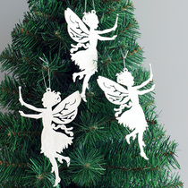 White flocked little deer cart little witch pomegranate Christmas tree decoration creative hanging pieces Christmas decorations