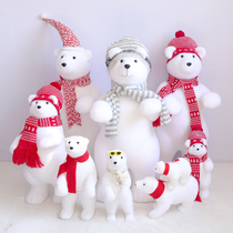 Christmas decorations White flocked bear Penguin Christmas doll hotel shopping mall decoration Christmas tree decoration package