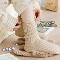 Japanese Wool stockings Socks Children Warm Midbarrel Socks Autumn Winter Thickened Suede Pure Color Heaps Socks Socks Soft Floor Socks