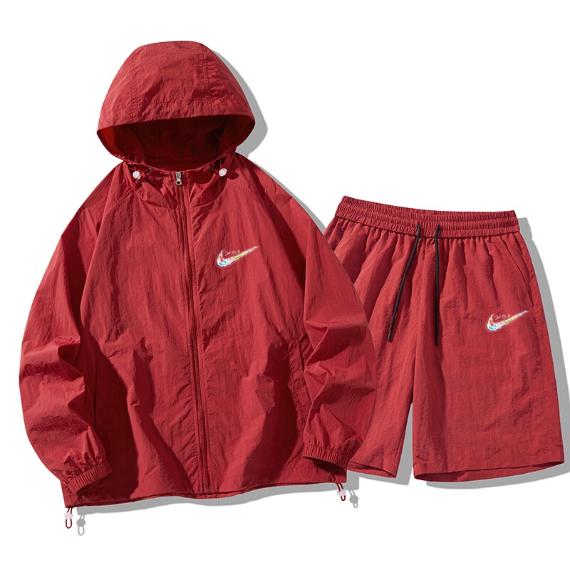 Niketon Sports Suit for Men, Summer Ice Silk Quick-Drying Hooded Sun Protection Clothing Paired with Shorts, Fashionable for Couples Niketon Sports Suit for Men, Summer Ice Silk Quick-Drying Hooded Sun Protection Clothing Paired with Shorts, Fashionable for Couples