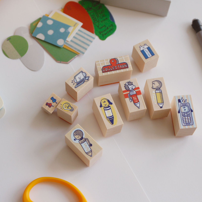 【Handbook Companion】Tongtongkuaokua Original Illustration Retro Stationery Material Set Solid Wood Rubber Stamp Set 【Handbook Companion】Tongtongkuaokua Original Illustration Retro Stationery Material Set Solid Wood Rubber Stamp Set