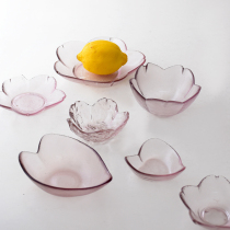 YIMIVIVIAN ins Japanese transparent glass dessert bowl snack dish dish snack dish dessert saucer cherry blossom love