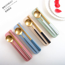 Portugal same 304 stainless steel chopsticks spoon two-piece creative chopsticks spoon set portable tableware three-piece set
