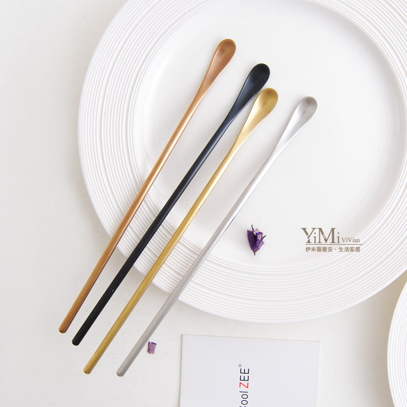 Japan Netherlands matching ins long handle coffee spoon stainless steel gold stirring spoon juice milk tea stirring stick