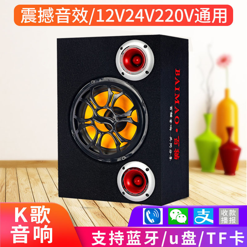 8 10-inch double high-sound car on board subwoofer 12v24V truck car sound home computer mobile phone Bluetooth speaker