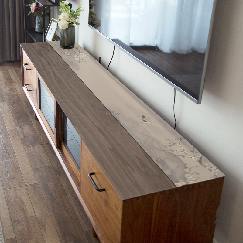 (leather TV cabinet mat) Chinese style scenery pvc waterproof and anti-dust anti-stain TV cabinet cover cloth customizable