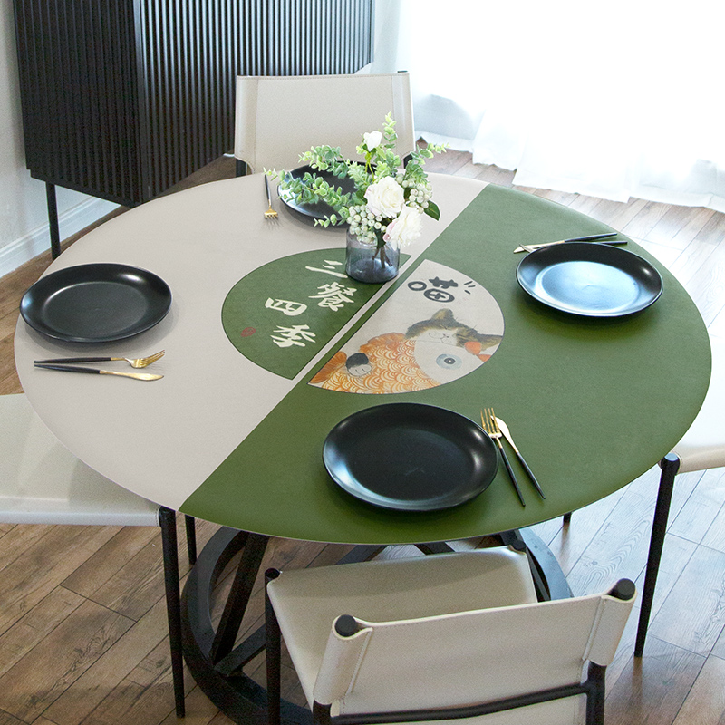 (PVC Leather) Light Extravagant Wins Wind Superior ROUND TABLE MAT WATERPROOF OIL-PROOF Anti-washable round table mat