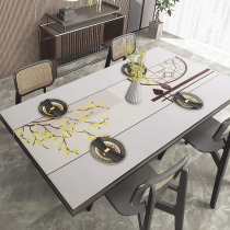 (leather table mat) Chinese dining table mat Chinese style thickened rectangular waterproof oil-proof wash-free anti-scalding table mat