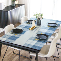 (Leather Table Mat) Classic plaid anti-fouling anti-scalding and washable home restaurant tea table cloth TV cabinet table mat