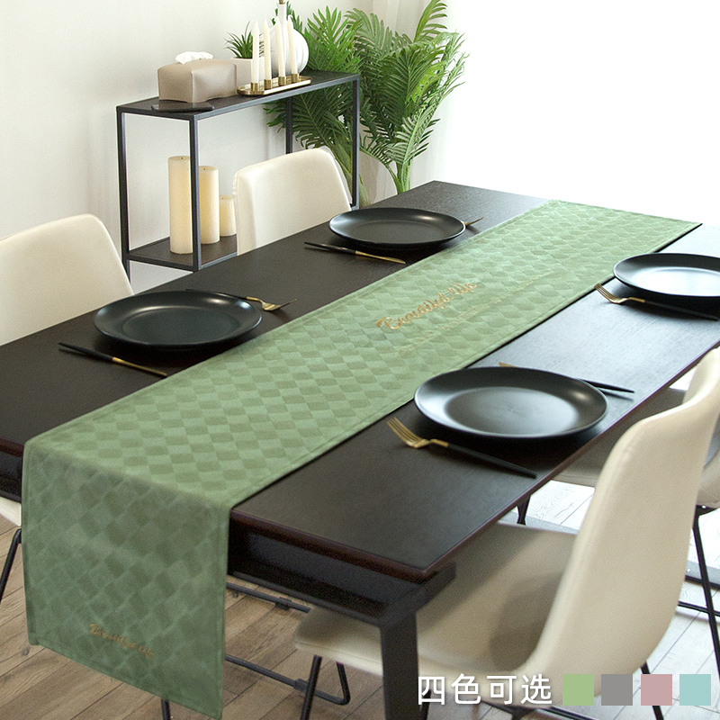 Yuguo embroidery font modern light luxury velvet geometric dining table cover towel TV cabinet side cabinet bed end bed flag table flag