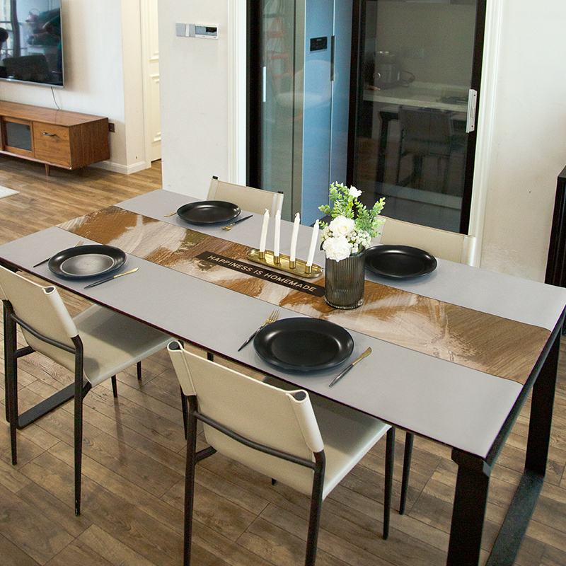 (leather table cushion) New oil painting table cushion waterproof oil-proof free washing hotel dining room light and luxurious table cloth Home customizable