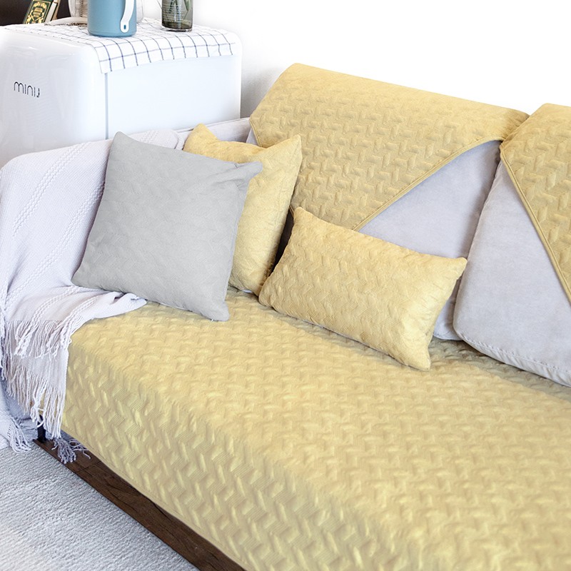 Leather Sofa Cushion Pure Color Frosted Anti Slip Thickening Free Cushion Full Bag Sofa Hood Backrest Towels Tailoring