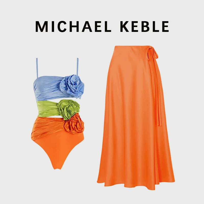 Французский купальник-цельный MICHAEL KEBLE для женщин, впечатляющий контрастный цвет, открытая подвеска, купальник на горячей весне