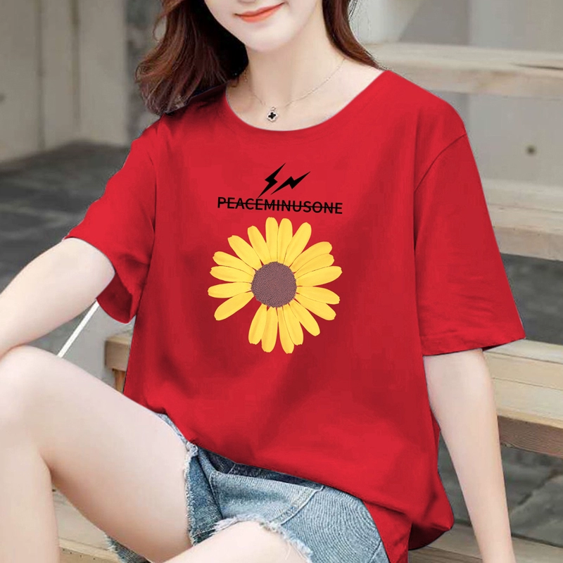 Vận chuyển 9,9 nhân dân tệ Áo thun nữ cotton ngắn tay từ bi sinh viên quần áo size lớn Quần áo nữ 2020 mới hợp thời trang áo đen mùa hè - Áo phông