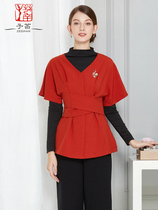 Spring beautician work clothes women high-end beauty salon fashion temperament SPA foot bath health center technician uniform suit