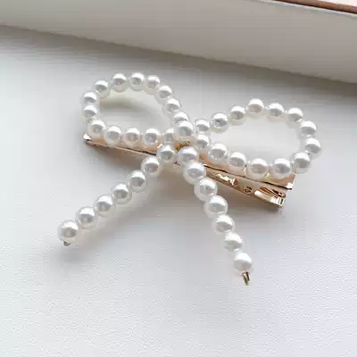 Net celebrity ins South Korea Dongdaemun hairpin female back of the head bow pearl bangs edge clip hairpin headdress hair accessories