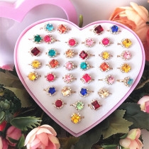 Childrens ring Gemstone Diamond Crystal princess baby kindergarten little girl toy jewelry Jewelry gift box Cute