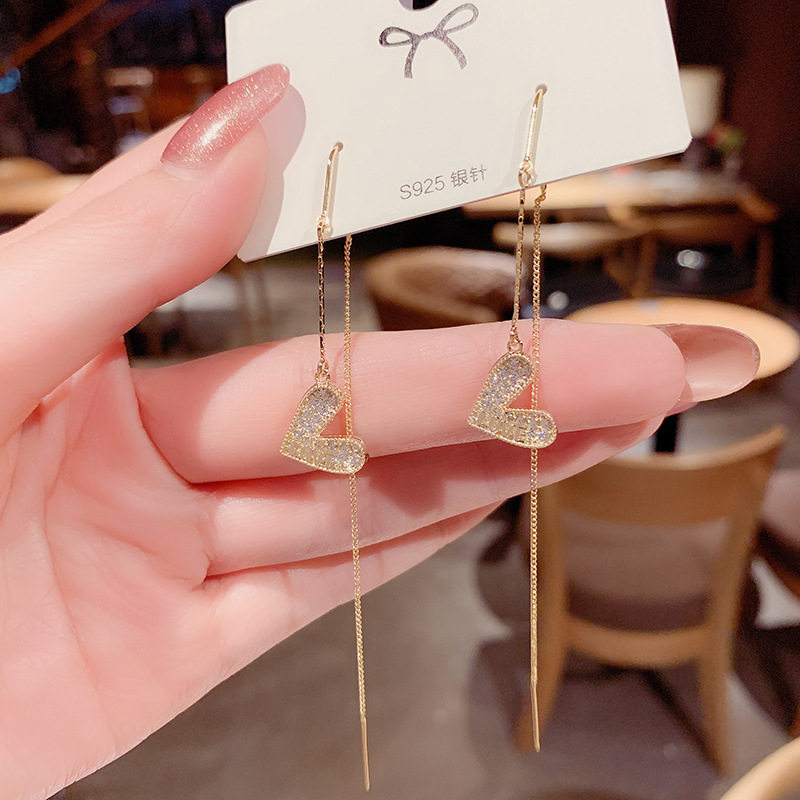 Ear Necklace 2022 New Tide Korea Temperament Net Red Long Version Streaming Su Superior Sense 925 Silver Needle Earrings Woman Earrings Pendant