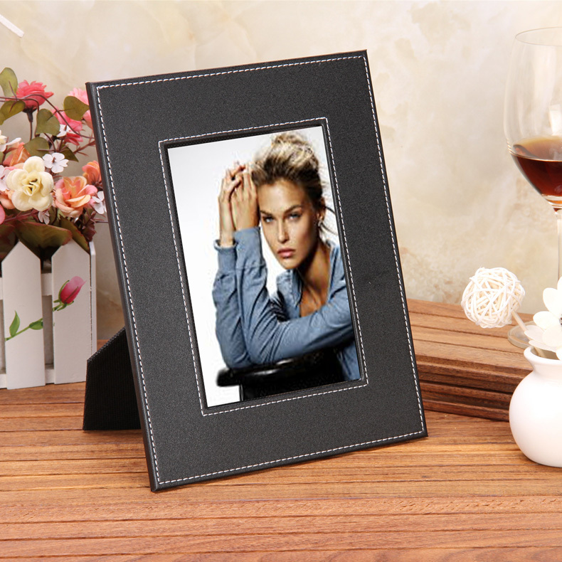 Table Setting Ideas 7inch Photo Frames, Fashionable and Cute, Leather Rectangular Photo Frames for Office Desks, Home Photo Accessories