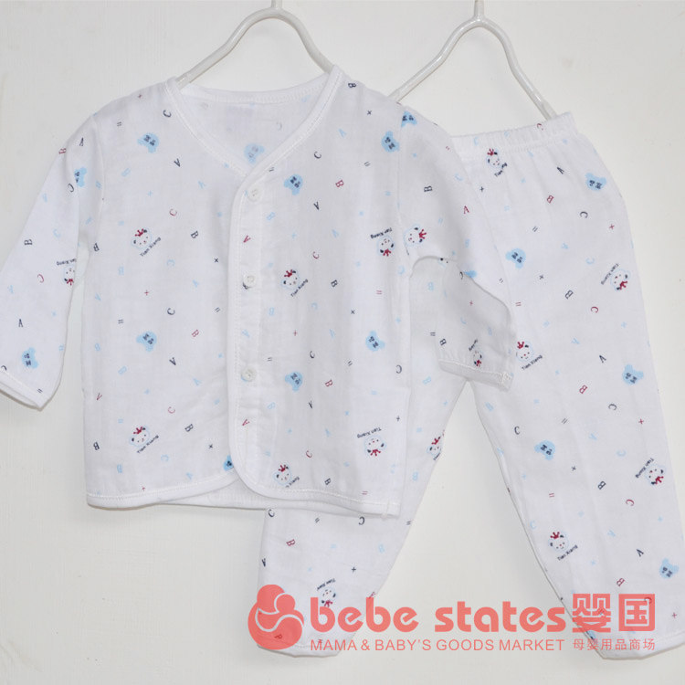 Baby Gauze Clothing Suit Pure Cotton Spring Summer Long Sleeve Air Conditioning Home Clothing Thin to absorb sweat 0-6 months