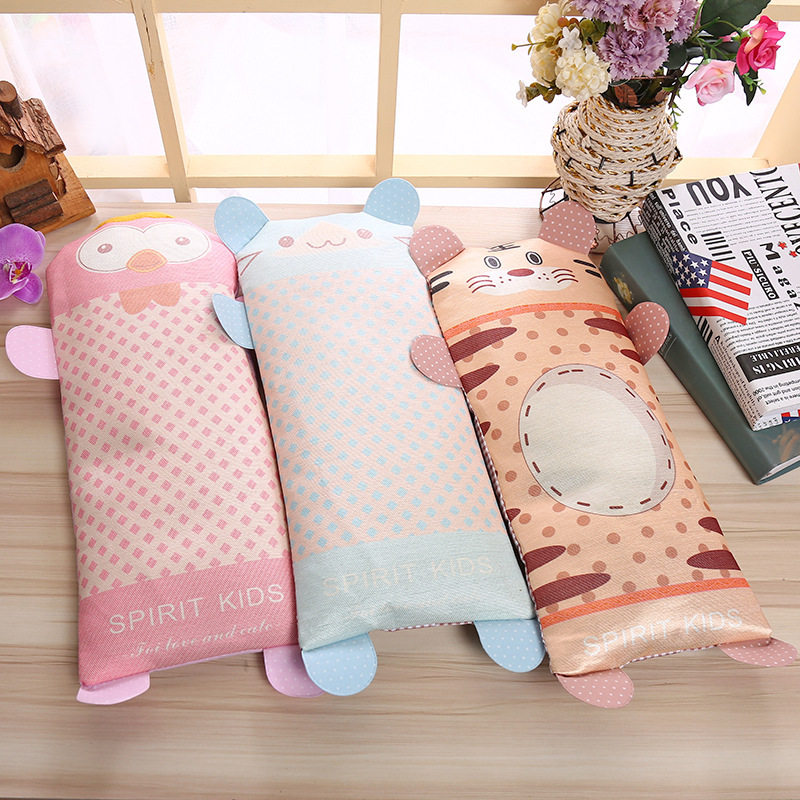 Baby Pillow Summer Four Seasons Breathable Children's Buckwheat Pillow 1-3 Years Old Cool Ice Silk Sweat Sweat Long Cartoon