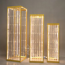 New wedding props wrought iron luminous geometric road guide frame golden box shelf wedding flower stand decoration layout