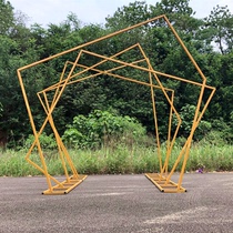 New wedding props wrought iron large pentagonal shelf outdoor Forest arch stage background special-shaped arch frame