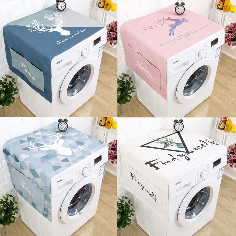 Nordic deer modern minimalist ins drum washing machine cover refrigerator dust cover waterproof sunscreen bedside table cover cloth towel